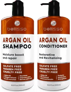 Moroccan Argan Oil Shampoo and Conditioner Set - Sulfate Free with No Parabens - Botanicals for Women and Men