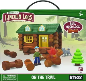 LINCOLN LOGS-On The Trail Building Set-59 Pieces-Real Wood Logs