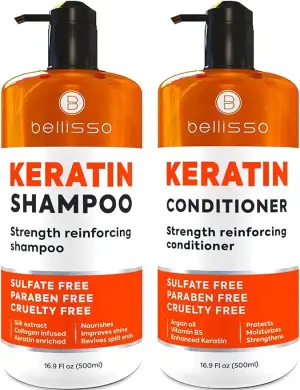 Keratin Shampoo and Conditioner Set - Sulfate Free and Paraben Free