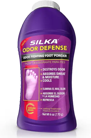 SILKA Odor Fighting Foot Powder & Shoe Deodorizer with Corn Starch Powder