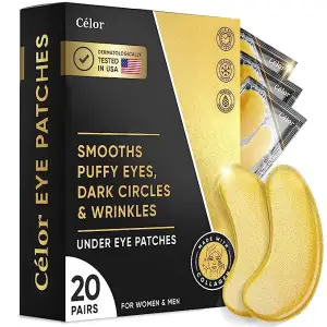 CÉLOR Under Eye Patches (20 Pairs) - Golden Eye Mask with Amino Acid & Collagen