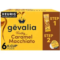 Gevalia Frothy 2-Step Caramel Macchiato Espresso Keurig K-Cup Coffee Pods & Froth Packets Kit