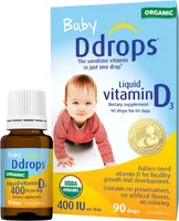 Ddrops Organic Baby 400 IU 90 Drops - Daily Vitamin D Liquid for Infants