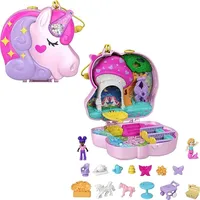 Polly Pocket Unicorn Forest Compact Tea Party-Themed Playset with Glitter Horn