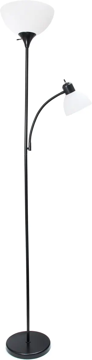 Simple Designs LF2000-BLK Mother-Daughter Floor Lamp with Reading Light