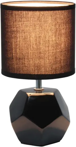 Simple Designs LT2065-BLK Round Prism Mini Table Lamp with Matching Fabric Shade